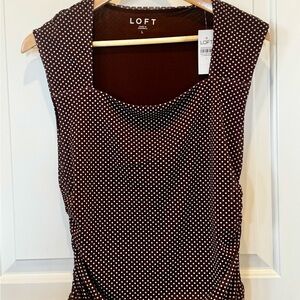 LOFT Brown Polka Dot Sleeveless Camisole - NWT Large